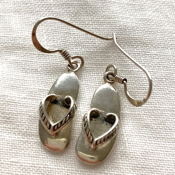 earrings flip-flops sterling silver hanging dangle - Picture 9 of 11